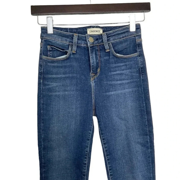 L'Agence Margot High Rise Ankle Skinny Jeans Size 24 Dark Vintage Wash - Picture 2 of 6